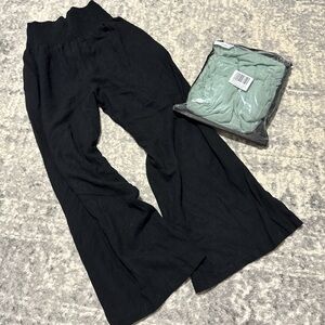 BUNDLE-Black & Green Wide-Leg Women's Pants